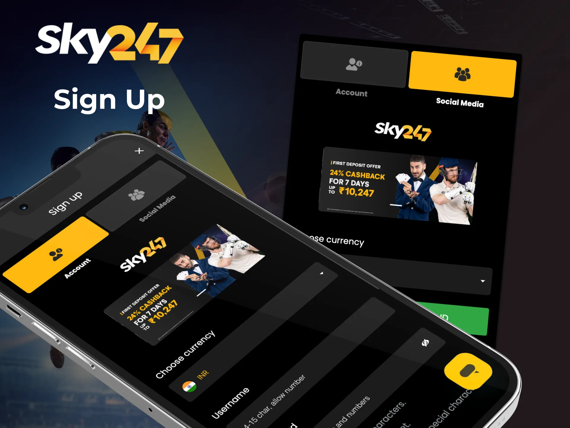 Register with the Sky247 online casino app and unlock all the benefits.