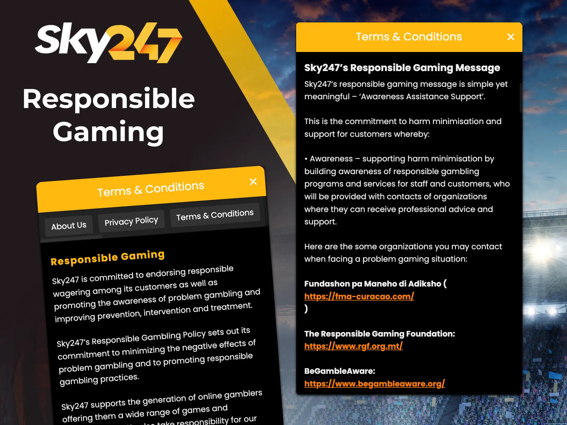 What are the responsible gaming rules at Sky247 online casino.
